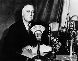 Franklin Delano Roosevelt adresses the nation during the Great Depression